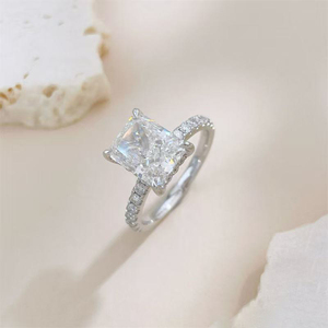 Bague <span class=keywords><strong>de</strong></span> luxe classique en or blanc 18 carats avec diamant <span class=keywords><strong>de</strong></span> laboratoire à quatre griffes, opale, rubis, émeraude, perle, <span class=keywords><strong>pierre</strong></span> <span class=keywords><strong>de</strong></span> <span class=keywords><strong>lune</strong></span> IGI - Product Image 2