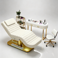 Fauteuil de soin esthétique en cuir PU avec base en métal doré, réglable en hauteur, inclinable et rotatif, lit de spa facial et cosmétique
