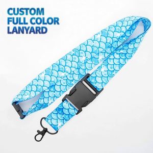 Custom Logo Full Color Wide Quick Release Safety Buckle <b>Lanyard</b> Mermaid Scale Ocean Themed Keychain <b>Lanyard</b> - Product Image 1