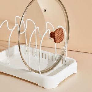 Étagère de cuisine en métal blanc, extensible et réglable en longueur, pour casseroles, couvercles et boîtes à lunch - Product Image 6