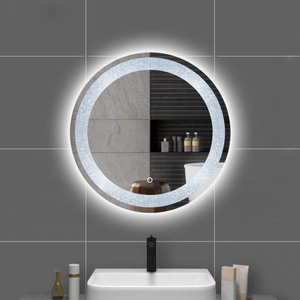 Espejo de <span class=keywords><strong>Baño</strong></span> Redondo Moderno de Tamaño Personalizado, Espejo con Iluminación para Baños con Tira de Luz de Tres Colores de Cristal para Ducha - Product Image 2