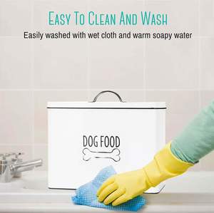 Büyük beyaz çiftlik tarzı Metal köpek maması saklama kabı sevimli dekoratif kapak ile evcil hayvanlar için yüksek kalite kedi maması Bin hediye - Product Image 4