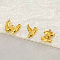 Stainless Steel 18K Gold Plated 26 Letters Name Jewelry Minimalist Bubble Initial Pendants for Necklace Making DIY
