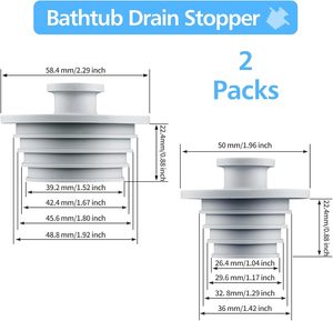 Juego de 2 tapones de silicona para bañera y desagüe para ducha y lavabo - Sin electricidad - Product Image 6