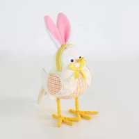 Vente en gros SOTE Oiseau en tissu mignon avec oreilles de lapin rose jaune, jouet sur pied, décoration de Pâques pour la maison et le bureau