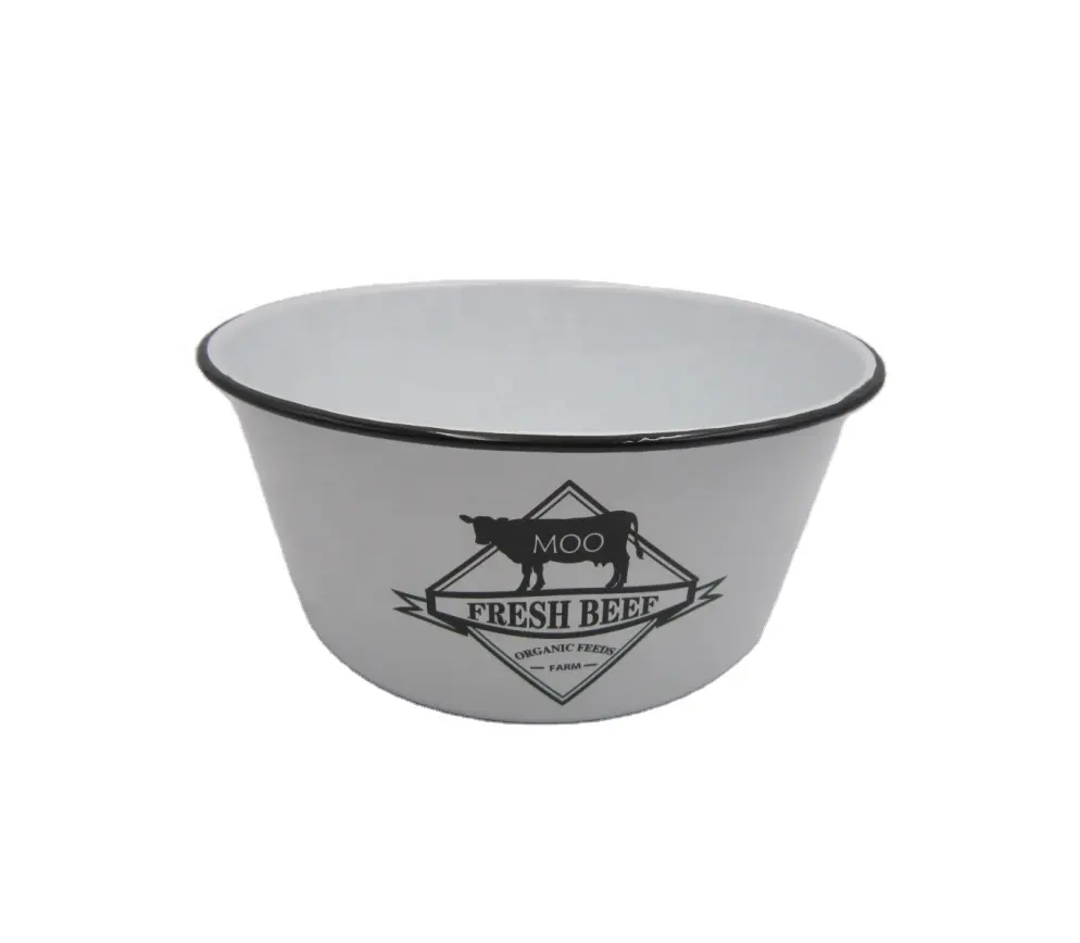 20cm Dia Enamel Metal Mixing Bowl Sustainable Slad/Soup Bowl for Parties