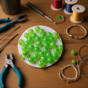 Ilan Abalorio Perline rotonde verdi da 10 mm per la creazione di gioielli - Product Image 3