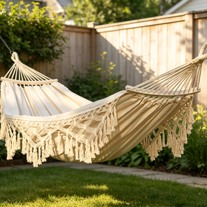 <span class=keywords><strong>Hamac</strong></span> suspendu en macramé en coton, style princesse bohème, haute qualité, design moderne, portable, pour jardin, plage, cour extérieure - Product Image 6