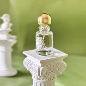 कस्टम लोगो मोटी स्पष्ट ग्लास गोल आकार 30 मिली 50 मिली 50 मिलीलीटर इत्र कांच की बोतल सोने की टोपी - Product Image 1