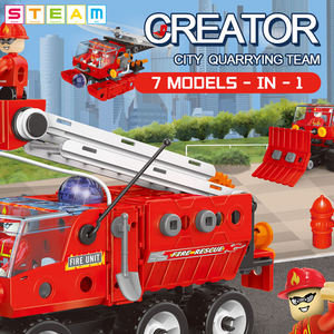 Ensemble de construction de camion de pompiers 7-en-1 DIY de 59 pièces pour l'apprentissage STEM et la créativité des enfants, jouet pour développer les capacités pratiques - Product Image 2