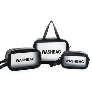 New PU Leather Wholesale Transparent Cosmetic Bag <strong>Set</strong> Clear PVC Cosmetic Bag for Women <strong>Men</strong> Pink Large Waterproof <strong>Toiletry</strong> Bag - Product Image 1