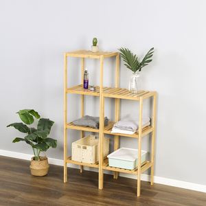 Custom 4-Tier Bamboo Freestanding Plant <b>Stand</b> Decorative Bathroom Racks Storage Shelf Standing Bathroom Shelf - Product Image 1