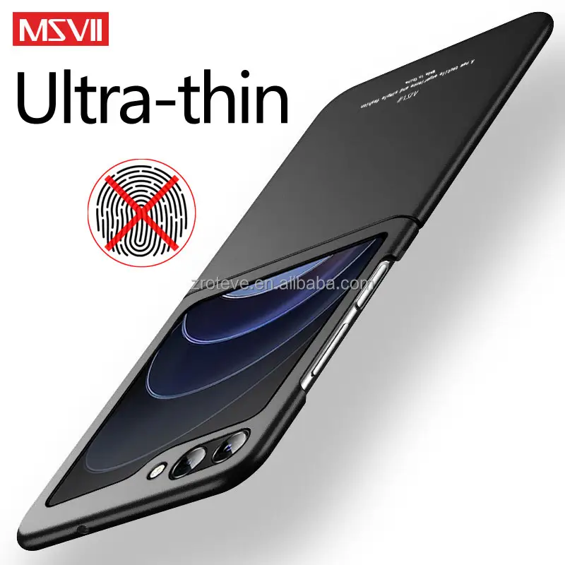 Capa de telefone dobrável para Samsung Galaxy Z Flip5 Flip4 Flip3 Flip 3 4 5 MSVII PC Flexível Anti-impressão digital Hard à prova de choque