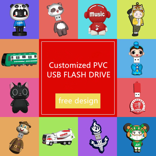 Wholesale Price Soft PVC Material 3D Custom Design USB 2.0 &3.0 Flash Drive 4GB 8GB 16GB 32GB 64GB 128GB 256GB 512GB