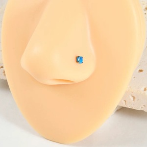 Piercing de nez sans filetage en titane G23 de qualité implant, forme S, bijoux de mode pour femmes, boucles d'oreilles en zircon et diamant - Product Image 6