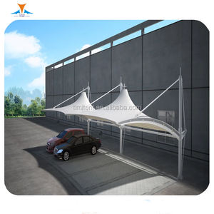Abri de voiture moderne en métal courbé avec structure en membrane PVDF PTFE coupe-vent, bricolage, automatisé, pour <span class=keywords><strong>2</strong></span> <span class=keywords><strong>voitures</strong></span>, <span class=keywords><strong>prix</strong></span> de l'auvent métallique - Product Image 4