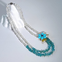 Collier ras du cou multicouche en cristal bohème avec perles de pierre de lune et d'apatite naturelle pour femme - Cadeau d'été