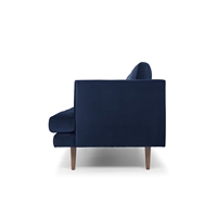 Canapé trois places moderne en velours bleu marine avec pieds en bois massif et coussins de dossier amovibles pour salon – Vente en gros