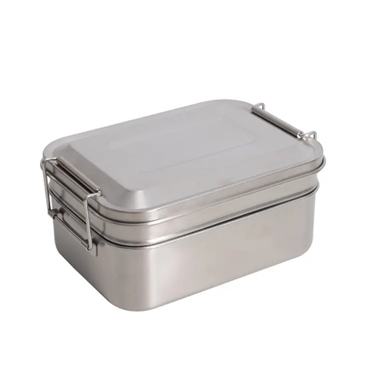 Rvs Bento Box Set 2Layer Bento Lunch Box Voor Kinderen, volwassenen Te Gaan Maaltijd Prep Container Met Verwijderbare Snack Doos