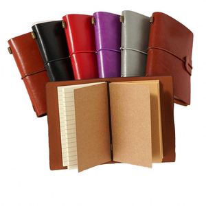 A7 Travel <b>Journal</b> Notebook Vintage Retro PU Leather Japanese Korean Cute Style Embossed Printing Personalized Refillable <b>Writing</b> - Product Image 1