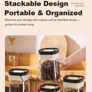 Revolutionary 800ml Vacuum Pressed Coffee Saver <b>Square</b> Borosilicate Glass with Stackable Lid System for Organized Pantry Storage - Product Image 4