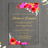Carte d'invitation élégante en acrylique, 1 pièce, Design musulman, anglais, allemagne et fleurs
