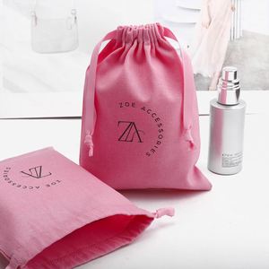 Custom Embroidery Cotton Linen Drawstring Halloween Gift Candy <b>Packaging</b> <b>Bag</b> Luxury Dust Gift Cotton Pouch - Product Image 1