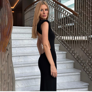 Nouvelle Robe <span class=keywords><strong>Femme</strong></span> 2026 à Col Rond, Épaule Droite, Coupe Ajustée, Dos Nu et Chaîne Décorative à la Taille - Product Image 2