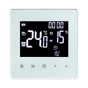 Termostato Inteligente con Pantalla Táctil WiFi para HVAC Doméstico, Panel de Vidrio Negro/Blanco, Control por Voz con Alexa y Asistente de Google - Product Image 1