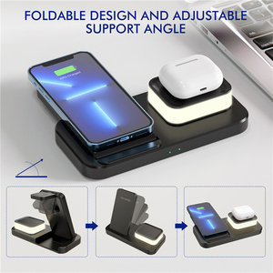 <span class=keywords><strong>2022</strong></span> meilleure tendance 3-en-1 LED veilleuse chargeur sans fil pliable Stand Station 10W 15W 1.5A sortie 5V/3A connexion bureau - Product Image 3