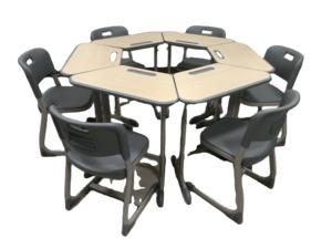 เก้าอี้และโต๊ะอยู่กับที่เฟอร์นิเจอร์โรงเรียนหกเหลี่ยมสำหรับเด็กจากโรงงานกวางโจว - Product Image 6