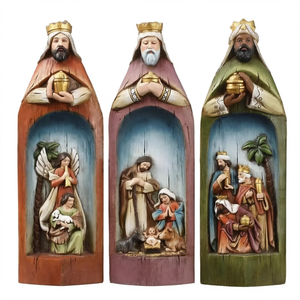 Religiöses Harz-Krippenfiguren-Set: Madonna, Weisen, Engel – Skulptur-Dekoration für Zuhause und als Weihnachtsgeschenk - Product Image 1
