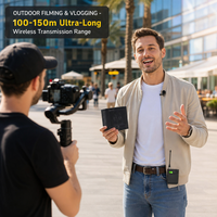 Système de microphone cravate sans fil à double canal avec écran couleur TFT HD, pour diffusion en direct, interviews et vlogging