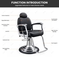 Fauteuil de barbier JOXIN avec repose-jambes intégré et accoudoirs incurvés, fauteuil de rasage en cuir pour les intérieurs de barbiers classiques haut de gamme