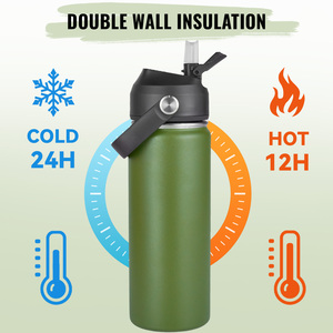 Juego de 12 Botellas de Agua con Aislamiento al Vacío de Acero Inoxidable de 18 oz con Pajita, Taza Térmica de 24 Horas para Senderismo, Viajes al Aire Libre, para Adultos - Product Image 4