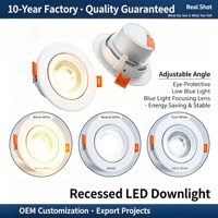 Plafonnier LED encastré rond de style moderne, réglable, découpe 75mm, 5W 7W 9W, 3 lumières, 165-265V, idéal pour l'éclairage commercial et la décoration