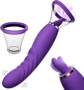 3 IN1 seno pompa capezzolo clitorideo leccatura succhiare giocattolo G Spot vibratore lingua vibrante orale per adulti giocattoli del sesso per le donne Dildo - Product Image 1