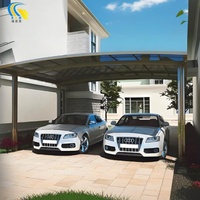 Abri de voiture moderne en alliage d'aluminium pour 2 véhicules, abri imperméable et durable pour parking, abri simple à toit arqué pour entrepôt et patio