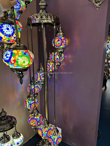 Marrakech Morocco Đèn sàn 9 lớn khảm thủy tinh quả cầu cổ điển Bohemian Thổ Nhĩ Kỳ phong cách trang trí đứng đèn - Product Image 3