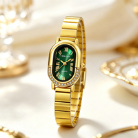 Montre à quartz ronde pour femme, bracelet et cadran en alliage, aiguilles en alliage, affichage simple des chiffres romains A271011
