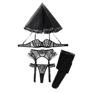 Pañuelo para la Cabeza de Spandex/Poliéster con Bordado Floral, Transpirable y Transparente, Lencería Sexy, Inspirado en las Reseñas de Moda de <span class=keywords><strong>Instagram</strong></span> - Product Image 5