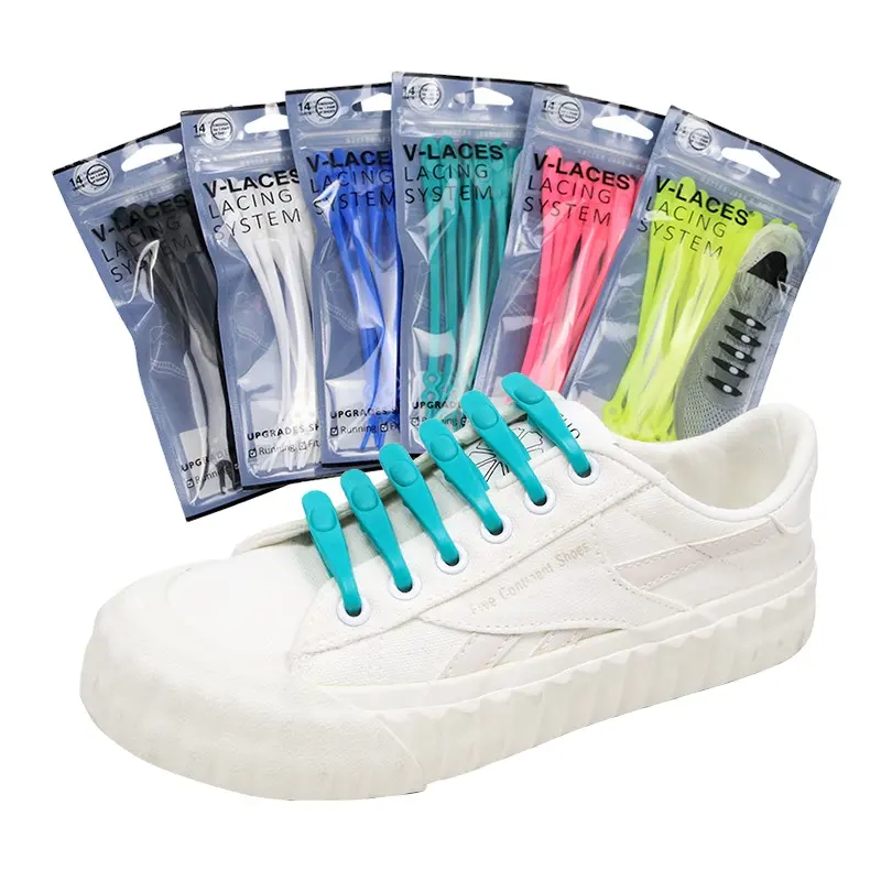 V-LACES New Arrival No Tie Elastic Shoe Laces 14pcs per set Silicone Shoelaces custom shoelaces no minimum