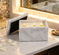 Boîte à bougie vide en marbre blanc de luxe nordique avec couvercle, pour la maison, l'hôtel, la décoration religieuse, récipient à bougie en marbre