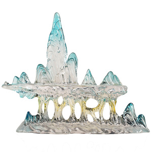 Moderno Adorno de Resina en Forma de Iceberg, Azul Transparente con Degradado Gris, Forma Irregular, Decoración para Sala de Estar - Product Image 5