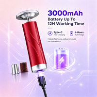 Lime électrique rouge pour pieds, anti-callosités, 800 tr/min, rechargeable USB, 2600 mAh, écran LED, outil de pédicure, soin des pieds, vente en gros OEM