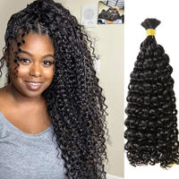 Cheveux humains vierges brésiliens bouclés pour tressage, style bohème sans nœuds, qualité 12A, ondulations profondes, en vrac, cheveux humains bruts pour tressage, extension de cheveux.