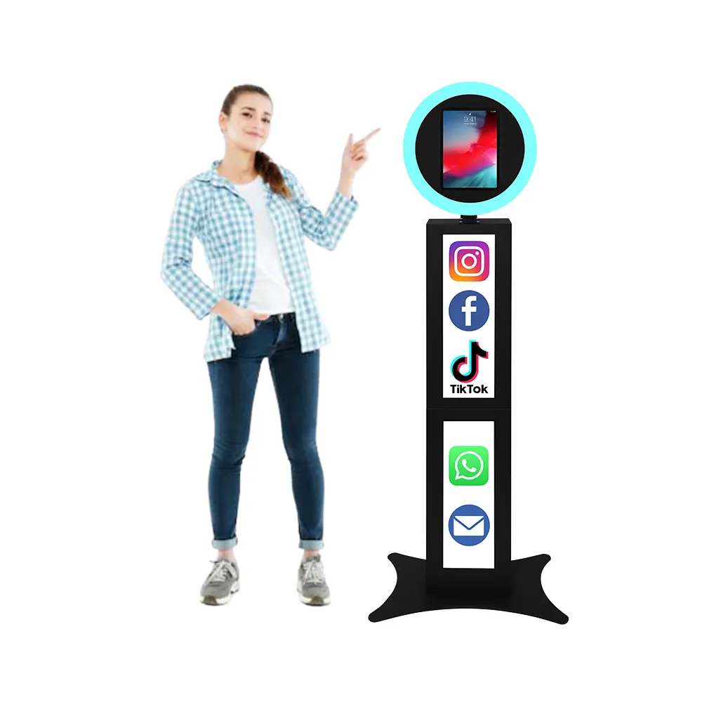 Customized 10.2/11/12.9 Inch Ipad Photo Booth Kiosk Drop Shipping Stand Light New Trend Portable Led Ring Roamer Ipad Panel