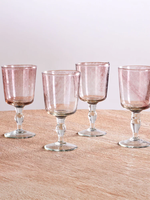 Gelas Piala Berwarna Pink Vintage, Tiupan Tangan, Berkaki, untuk Pesta Pernikahan, Perlengkapan Minuman Meja