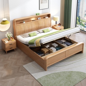 Ensemble de meubles de chambre à coucher, cadre en bois massif, lit double king size en bois, lit double avec rangement pour la maison et l'appartement - Product Image 5