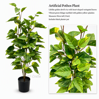 Plante artificielle verte et jaune en forme de cœur de 90 cm de haut, feuillage varié réaliste, faux buisson en pot pour villa, hall d'hôtel
